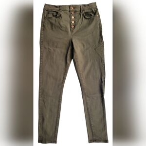 LOFT Button Fly Skinny Jeans Olive Green Women’s Size 10 / 30